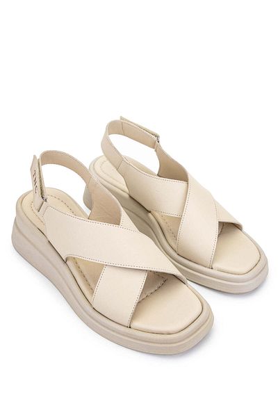 Tamer Tanca Beige Colored Women's Genuine Leather Heeled Sandals
