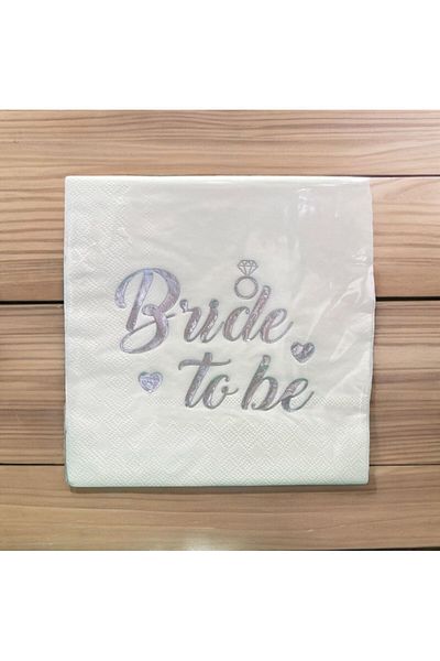 turkuaz parti 16-PACK BRIDE TO BE SILVER WRITING 4-PACK PAPER Napkins