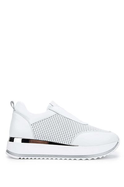 Tamer Tanca White Genuine Leather Women's Sneakers - Sports Shoes