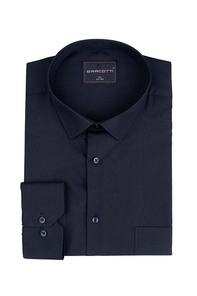 marufshop Тъмносиня мъжка класическа риза - голям размер, джобове за тегло между 118-191 килограма