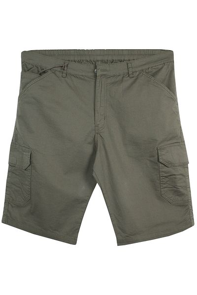 marufshop Plus Size Men's Gabardine Shorts - 115-185 Kilo Cargo Pocket, Khaki Dekons