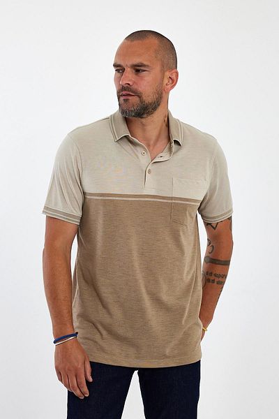 ENQUE Ανδρικό μπλουζάκι Basic Polo με τσέπη με μακρύ πέτρινο γιακά
