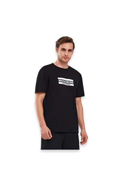 SKECHERS S241056 Μαύρο ανδρικό μπλουζάκι με γραφικό M μανίκι