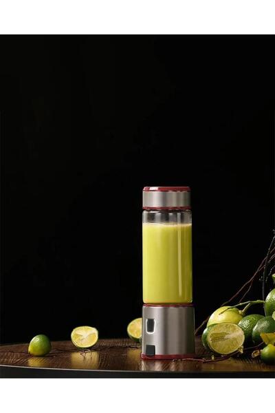 HomeTarz Cook&Eat Blender - Şarj Edilebilir Blender - 450 ML - Gümüş-Kırmızı