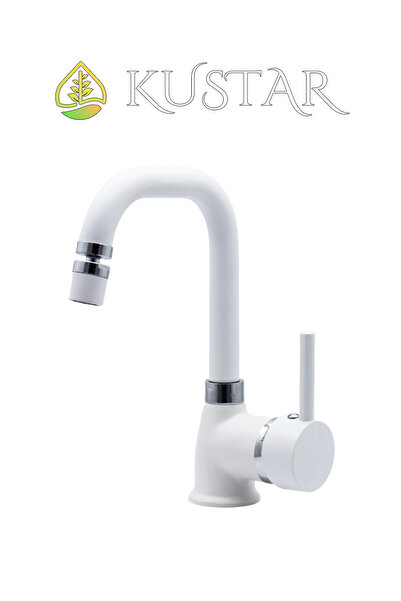 KUSTAR Varna Beyaz Banyo Lavabo Bataryası 360 Oynar Başlıklı Aç Kapa Sıcak Soğuk