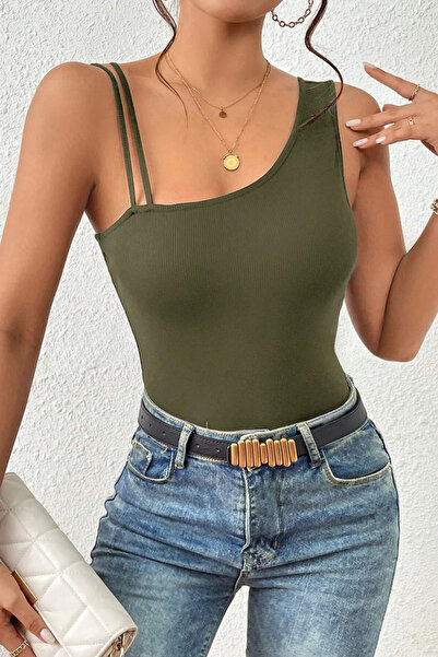 Rose Alexandra Kadın Haki Kaşkorse Cut Out Detaylı Crop Top Bluz
