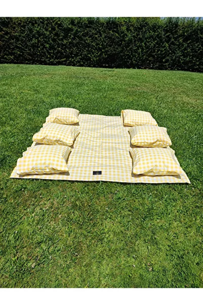 Meryemce Ev Tekstili 170x170cm Picnic Cloth Set - 6 Pieces with Petite Check, 50cm x 50cm