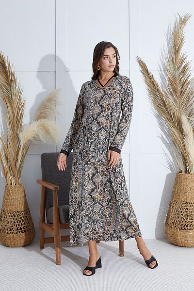 Sevim 15675 Model Long Dress with Nightgown