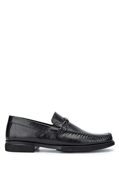 Tamer Tanca Genuine Leather Black Men's Loafer Shoes