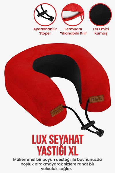 Viscofoam Lux Orthopedic Travel Pillow - Visco Neck Support |   Red Ergo Travel