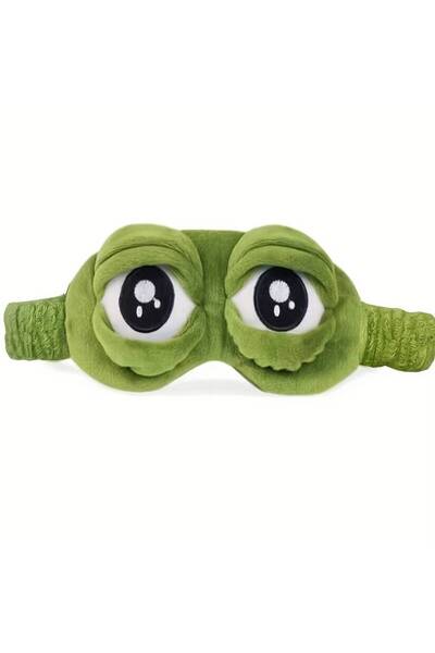 SYNOPE Green Plush Soft Frog Figured Sleeping Goggles - Light Proof Protective Travel 3D Band Mask