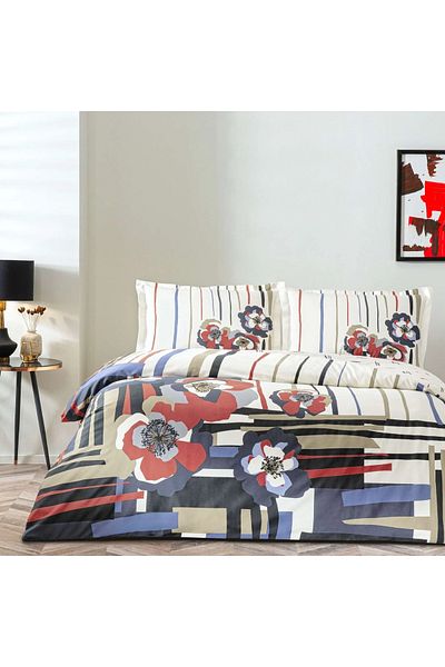 Taç Vanessa Red Double Cotton Satin Duvet Cover Set