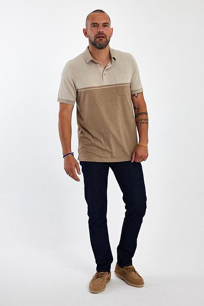 ENQUE Ανδρικό μπλουζάκι Basic Polo με τσέπη με μακρύ πέτρινο γιακά
