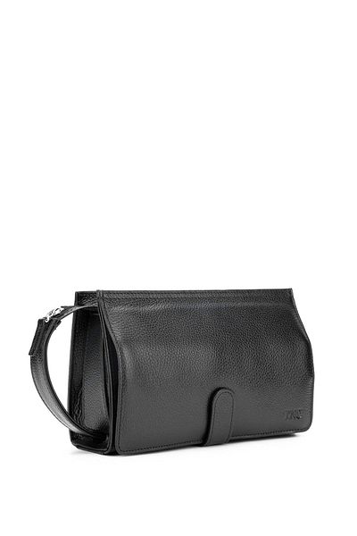 Tamer Tanca Genuine Leather Black Men's Handbag