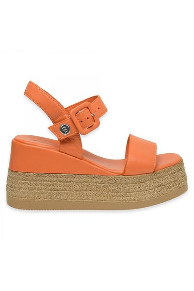 Mammamia D24Ys-1745Z Coral Colored Wedge Heel Women's Sandals