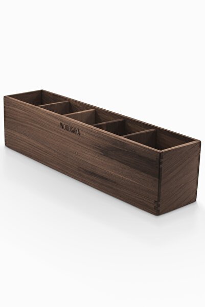 Woodsaka حامل أقلام قابل للتعديل من ريكا مع 5 أقسام من خشب الجوز