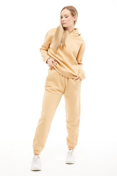 Freeista Milk Coffee Oversize Hooded Three Thread Tracksuit Set