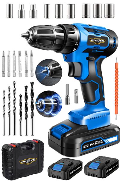 DOZZER Alman Wolf 512Vf 25 Ah Titan Motor 27 Parça Setli 2 Akülü Vidalama Matkap