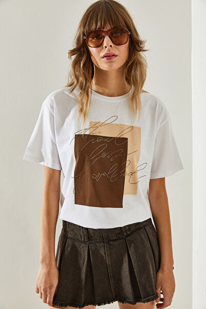 Bianco Lucci Λεπτομερές γυναικείο μπλουζάκι με παγιέτα με λαιμόκοψη - κοντό μανίκι60251363