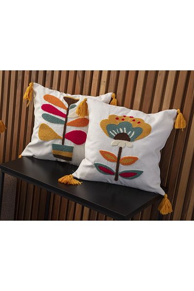 SWITA Home Design Husă de pernă cu combinație dublă cu poanson brodate (panch)