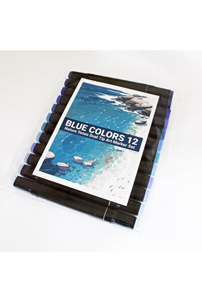 Poli Art Design 12-piece Marker Set - Blue Tones (Touch Twin)