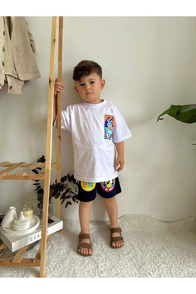 MİNİKO KİDS Boy - Looney Tunes Lion Bluey Patterned Cotton Shorts Set