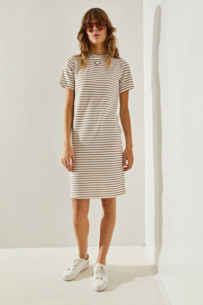 Bianco Lucci 60251344 Model pruhovaných dámských šatů Seersucker