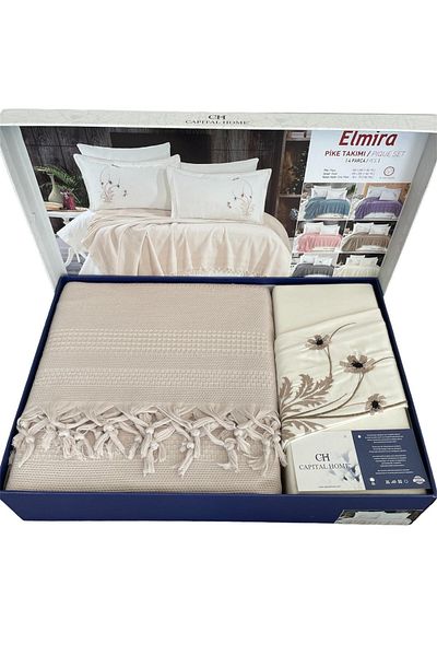Capital Home 4-Piece Stone Color Double Pique Set