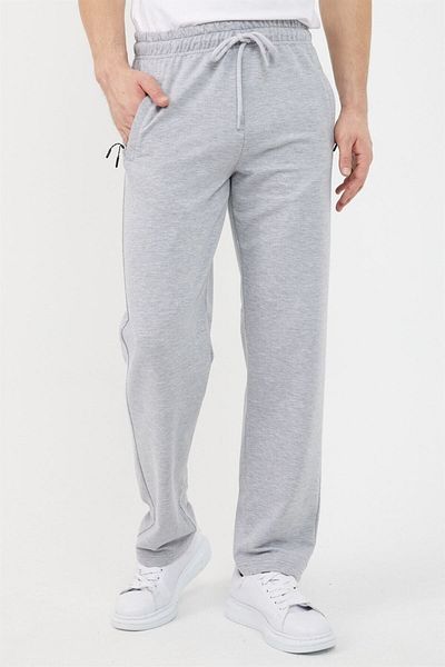 COMEOR Gray Men's Straight Leg Pocket Zipper Detailed Comfortable Fit Premium Fabric Sweatpants