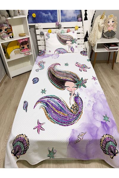 yok yok evim eve dair her şey Single Cute Mermaid - Pique and Pillowcase