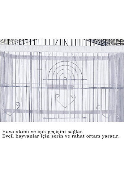 Wahw Pet Kafes Tülü S - Papağan ve Muhabbet Kuşu Kafes Tülü, Hava Alabilen, 20x26x15cm 360derece