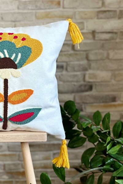 SWITA Single Punch Embroidered Flower Pattern Throw Pillow Cover