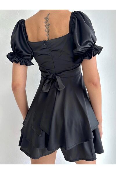 hillone Saten Şortlu Tulum Elbise