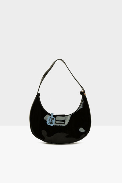 Bagmori Οβάλ λουστρίνι μπαγκέτα - Μαύρο γυναικείο αξεσουάρ M 000008479