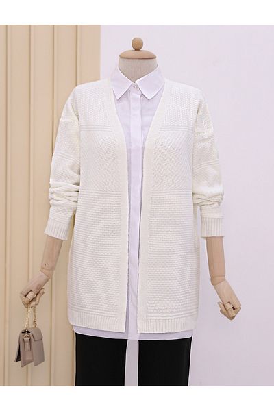 Modamorfo Středně velký pletený vzorovaný pletený cardigan
