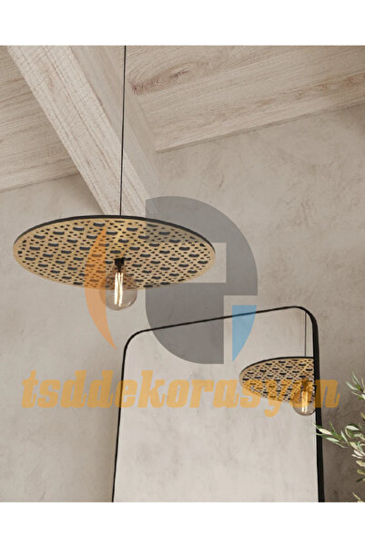 tsddekorasyon Tsd Dekorasyon Rattan desenli Ahşap Sarkıt,Ahşap Avize Aydınlat...