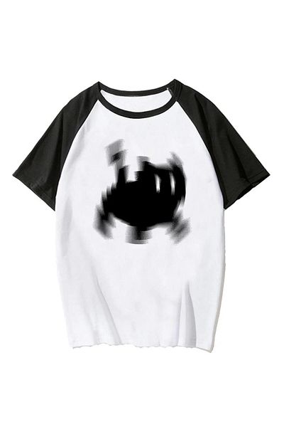 Touz Moda Μπλουζάκι Y2k Black Cat White Oversize Raglan Sleeve