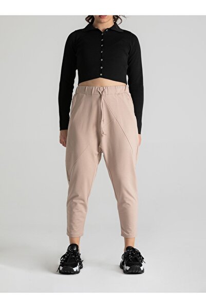 RUBYSTARS Taş Bel Lastikli Rahat Kesim Asimetrik Şalvar Pantolon