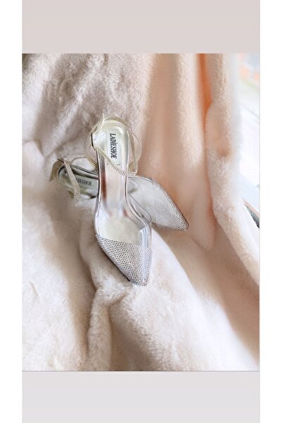 LADİESHOE حذاء نسائي بكعب شفاف ملفوف بالكريستال