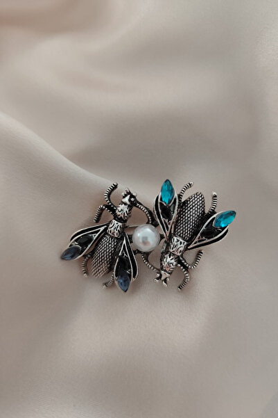 BB Çift Arı Tasarımlı Broş Yaka İğnesi