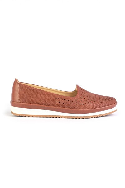 ERN SHOES Taba Kadın Yumuşak Tam Ortopedik Rahat Ayakkabı Geniş Kalıp