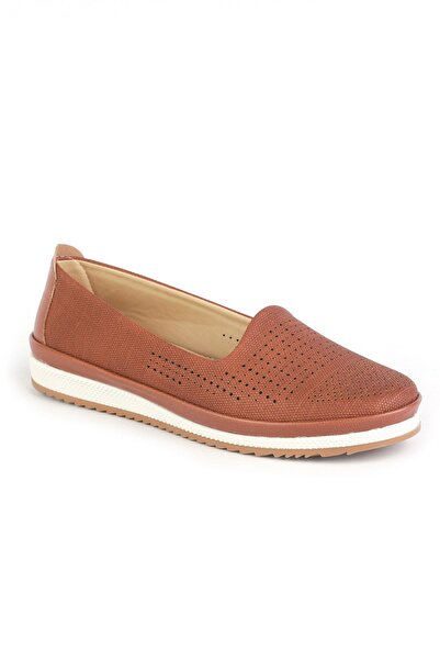 ERN SHOES Taba Kadın Yumuşak Tam Ortopedik Rahat Ayakkabı Geniş Kalıp