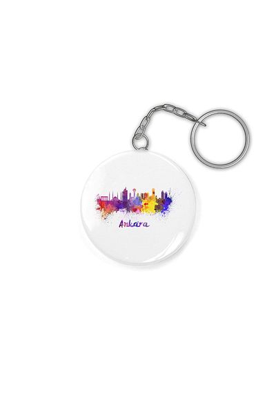 Fizello Ankara Skyline In Watercolor Splatters Keychain