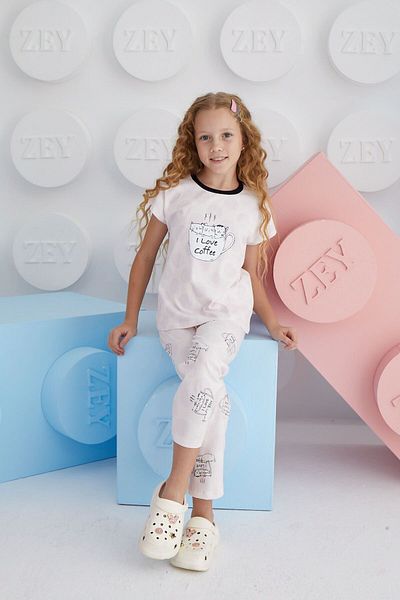 Sevim Set de pijamale cu imprimeu pentru fete