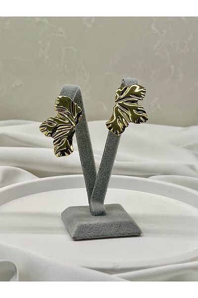 miaroza Design Leaf Plate Steel Earrings