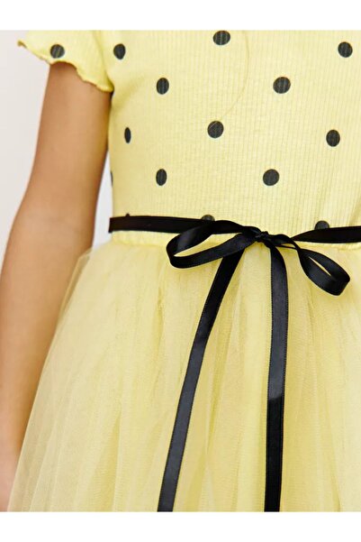 aryakids Kız Bebek Çocuk Puantiyeli Tütülü Yazlık Doğum Günü Elbisesi