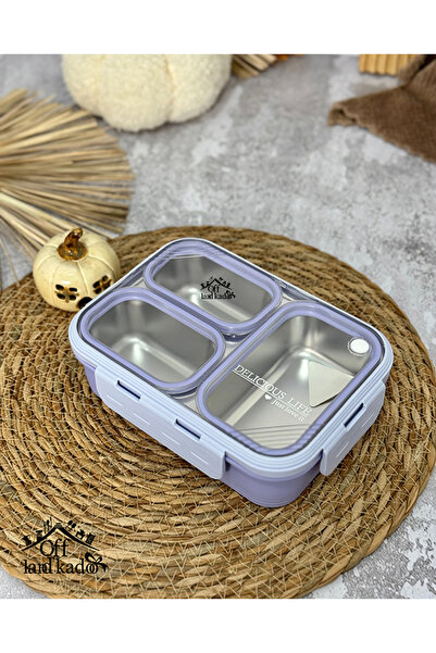 Vagonlife Lunch Box 620 ML Tek Kat Üç Bölmeli Metal Kaşıklı Yeni Nesil