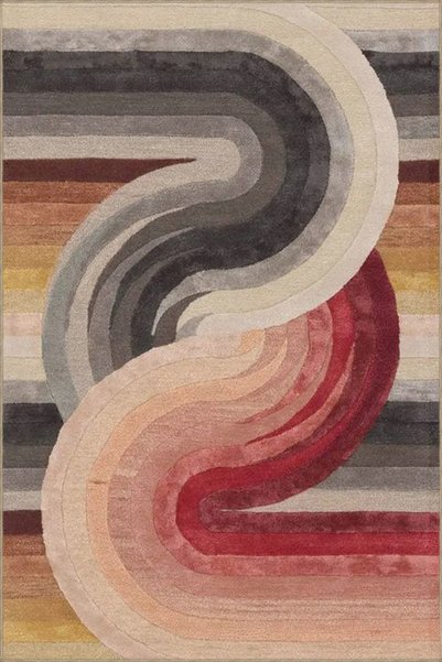Rugs Modern Halı قاعدة منسوجة بنمط شريطي ملون معقودة S وسجاد قابل للغسل mirav...