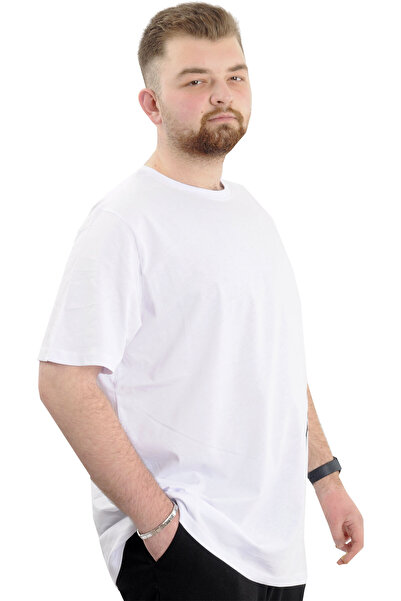 ModeXL Чоловіча футболка з коміром і принтом - Mode XL, великий розмір, біла AWESOME U24038