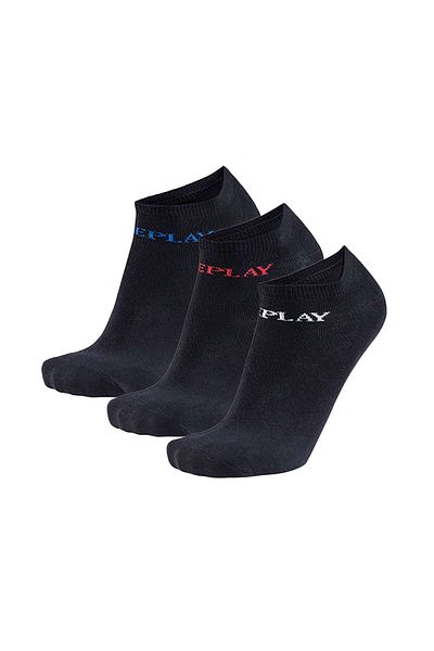 Replay Unisex Sneaker - 3er Pack Kurzsocken, Baumwolle, Logo, einfarbig, kurz